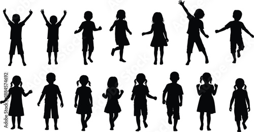 children kids silhouette childhood play joy happy fun motion dance jump energy freedom youth activity innocent lively motionless playful