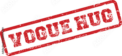 Vogue Hug Red Grungy Stamped Mark for Fashion Branding and Comforting Gestures