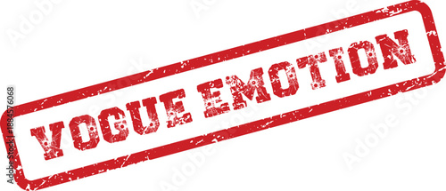 Vogue Emotion Red Rubber Stamp with Grungy Texture and Distressed Rectangular Frame