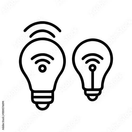 Smart Bulbs With Wireless Signal Marks for web and graphic design