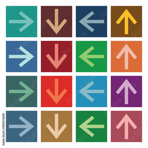 Directional symbols on colored backgrounds