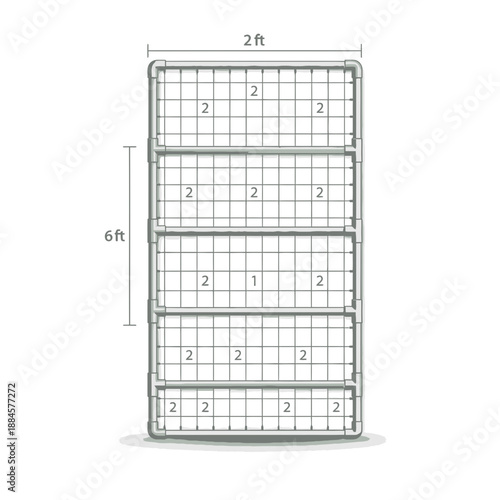 Vector Design of Vertical PVC System with Trellis Netting and Grid Pattern Details