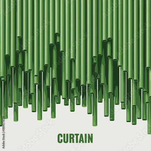 Vector Graphic of Green Curtain of Hanging PVC Pipes for Vertical Gardening