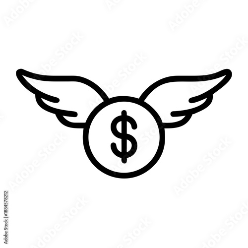 Winged Dollar Coin for web and graphic design