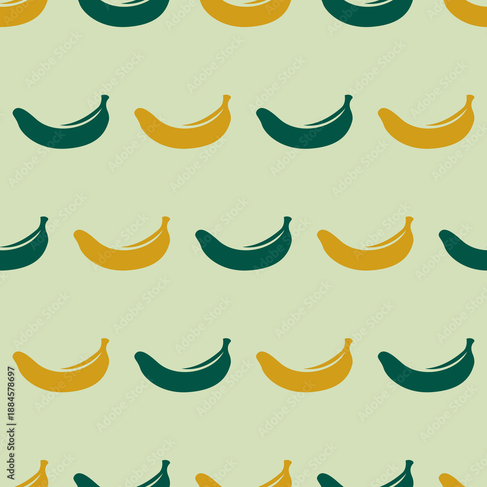Obraz premium banana vector seamless background on light green background Vector 
