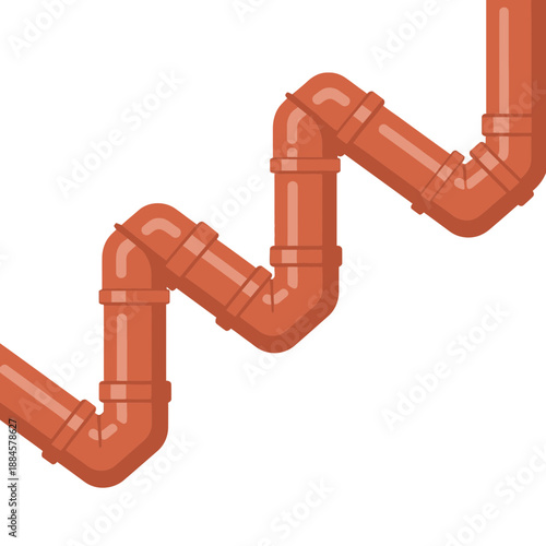 Flat Design Vector Graphic of Zig Zag PVC System Painted Terracotta Color