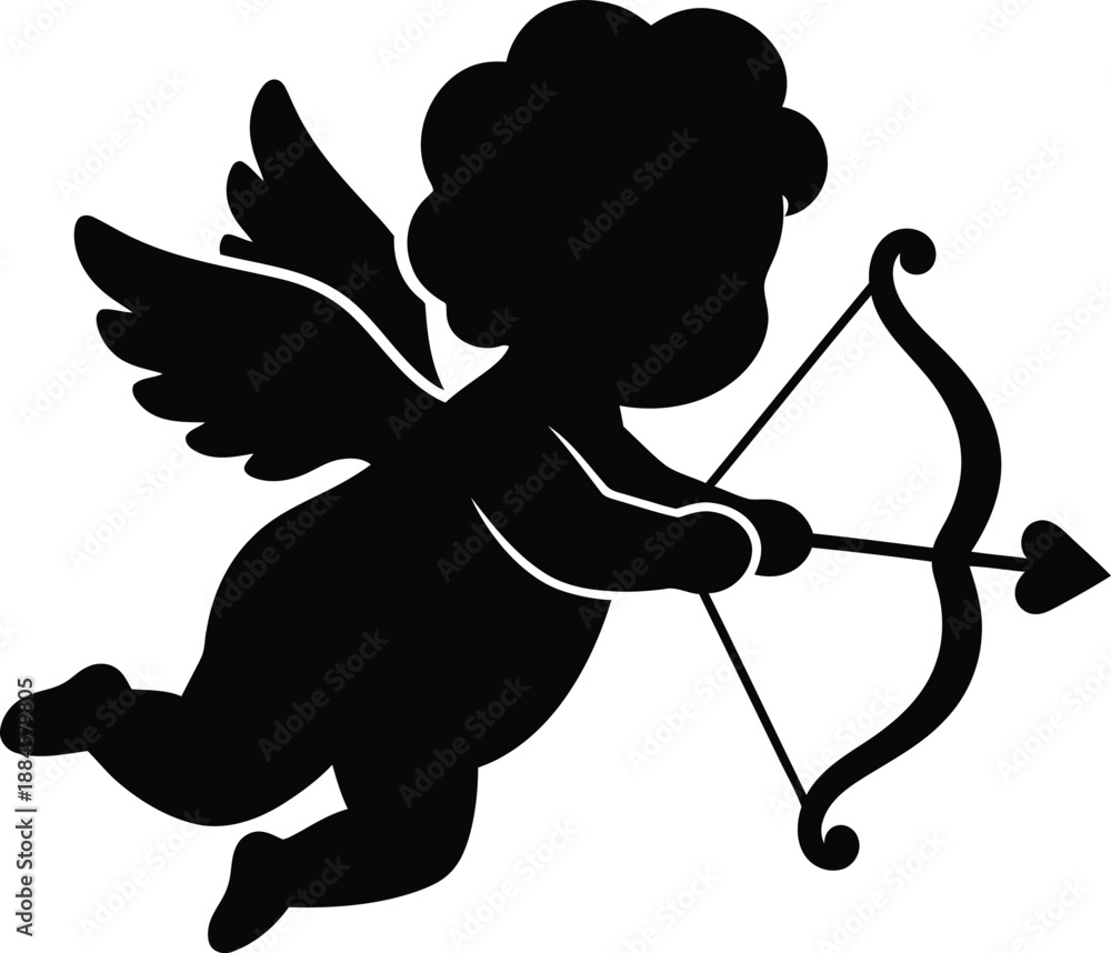 Fototapeta premium Valentine's day Cupid silhouette isolated on transparent background