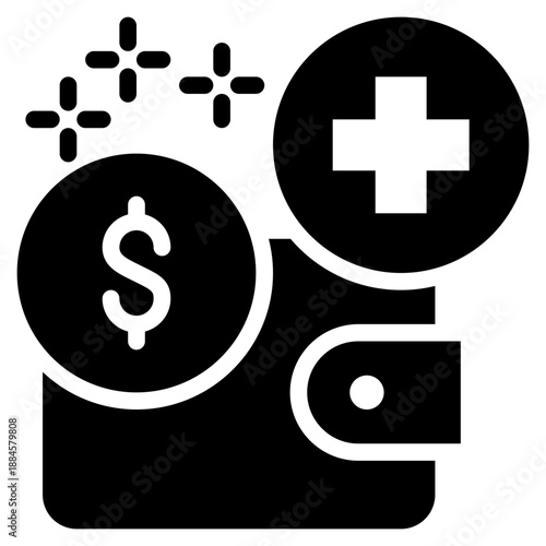 wallet money saving health healthcare solid glyph icon
