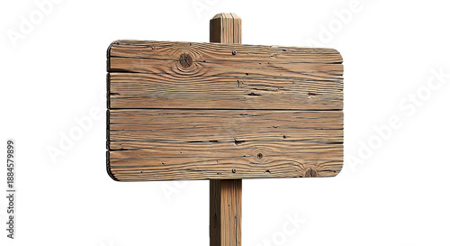 square rustic wooden signboard mounted on post isolated
