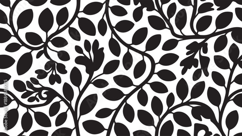 Vintage inspired black and white botanical print for scrapbook and crafts