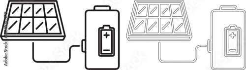 Solar panel and battery charging an electric vehicle with a plug