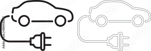 Electric car being charged with a plug and cable