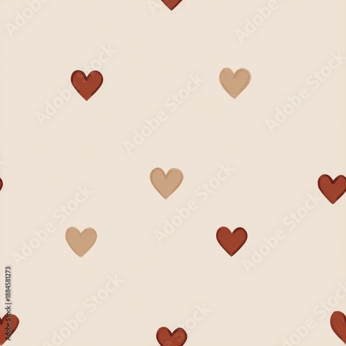 Seamless Hearts Pattern: Earthy Tones for Subtle Backdrop, Valentines Day