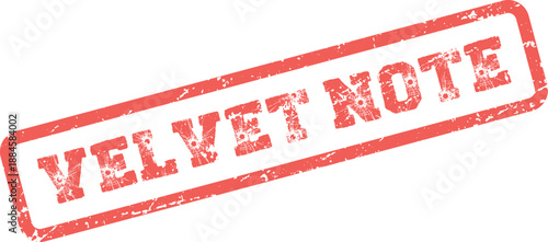 Velvet Note distressed rubber stamp featuring a textured grunge aesthetic on a clean surface