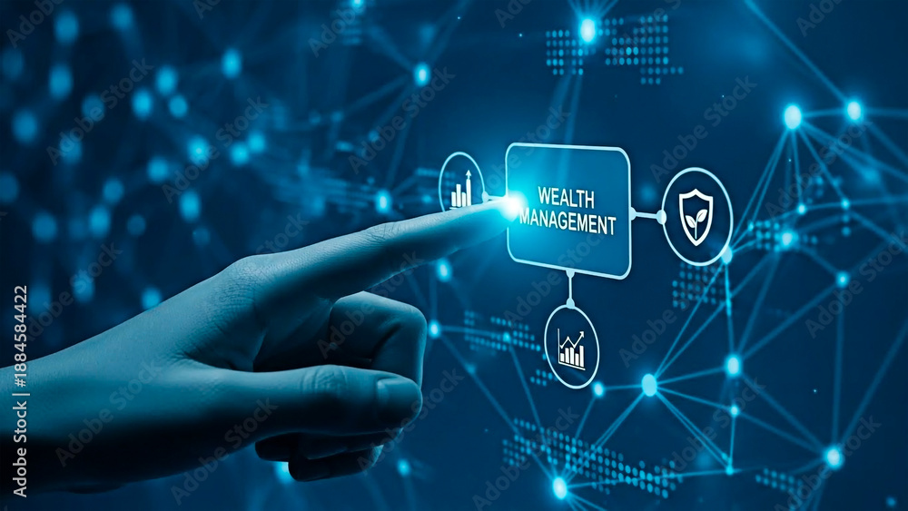 Obraz premium A hand interacting with a wealth management interface 