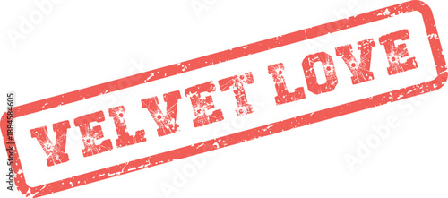 Vibrant Grungy Red Rubber Ink Stamp Featuring the Velvet Love Text