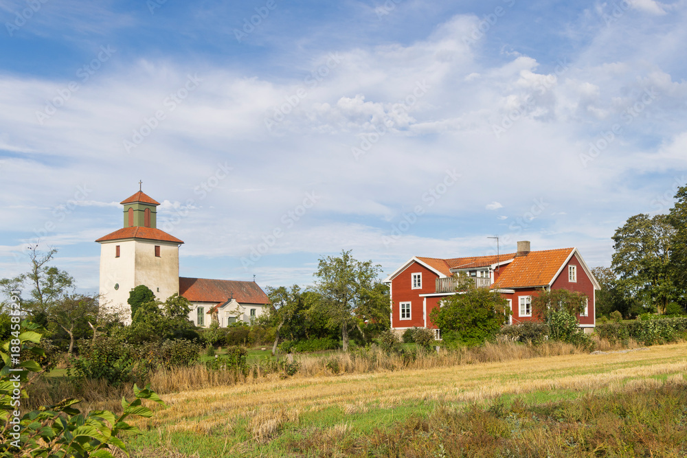 Obraz premium White church at Oland island in Sweden