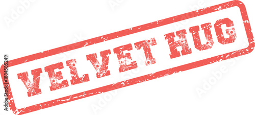 Authentic Red Grunge Velvet Hug Rubber Stamp for Branding and Creative Design Assets