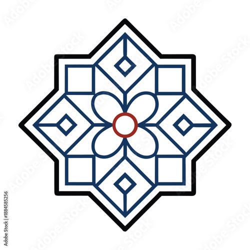 A vibrant henna mandala bursts with intricate patterns and swirling shapes, blending warm earthy tones and colorful accents for a mesmerizing, artistic design.
