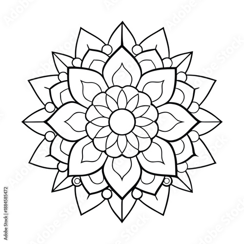 A vibrant henna mandala bursts with intricate patterns and swirling shapes, blending warm earthy tones and colorful accents for a mesmerizing, artistic design.
