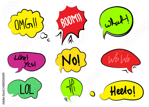 Comic speech bubbles with various expressions
