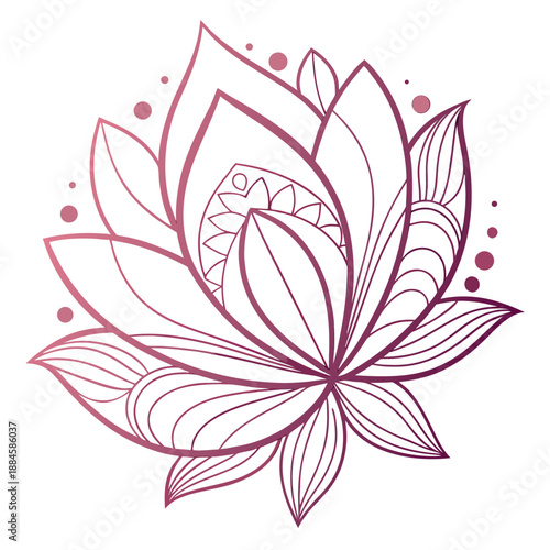 Elegant abstract lotus flower icon with delicate layered petals symbolizing purity spiritual awakening and peaceful serenity in design