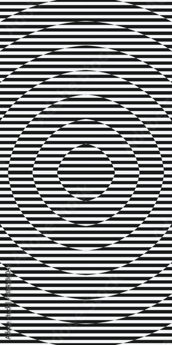 Background pattern striped black and white color Distorted. Technology rounded optical illusion wallpaper