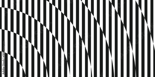Background pattern striped black and white color Distorted. Technology rounded optical illusion wallpaper