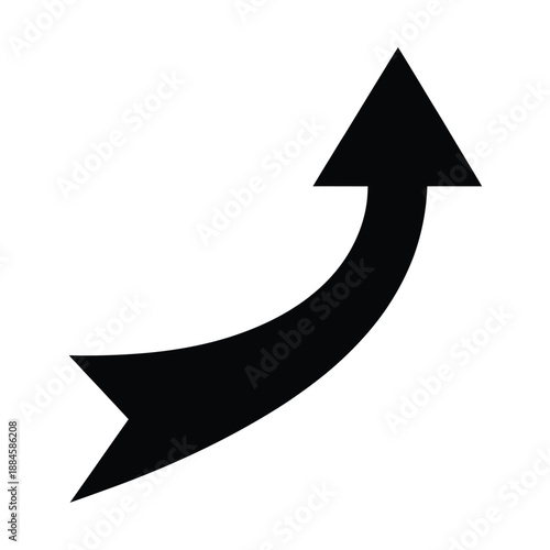 Simple black curved arrow pointing upwards a symbol of direction