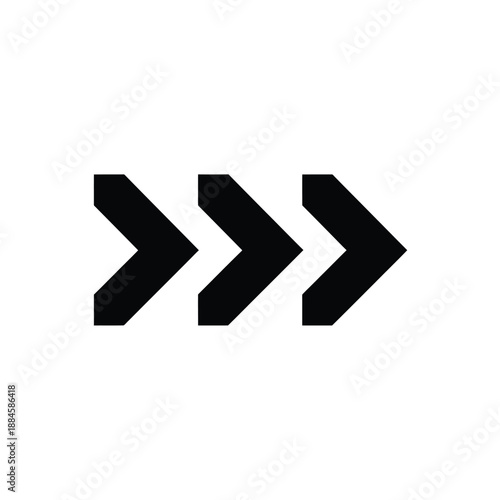 Three black chevron arrows pointing right on a white background