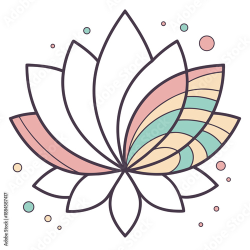 A serene lotus flower icon radiates peace and tranquility representing spiritual awakening purity and mindful well being high quality