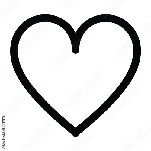 Simple black outline of a heart shape isolated on a white background