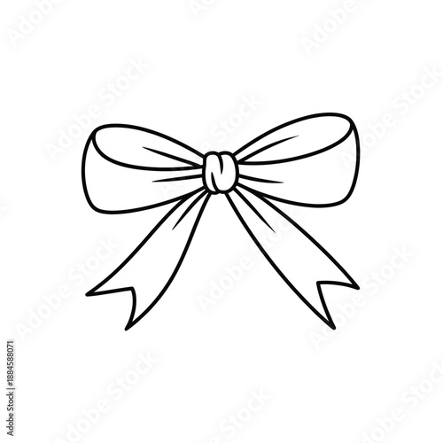 Simple black and white illustration of a classic decorative ribbon bow