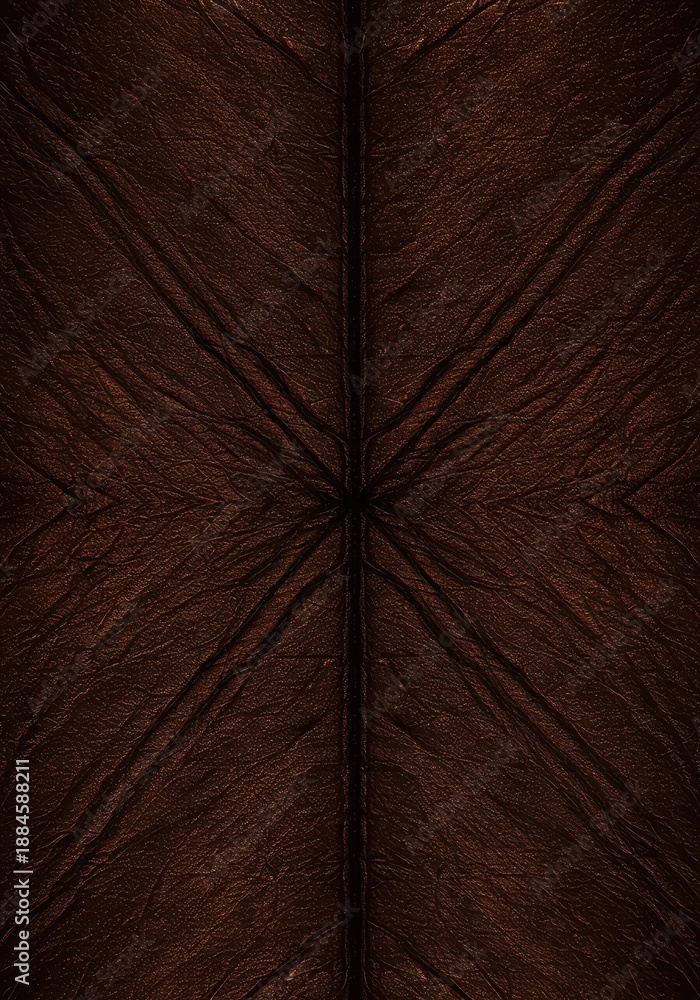 Fototapeta premium Deep brown abstract leather surface featuring precise symmetry and detailed stitching, ideal for elegant backgrounds, structured, design, wallpaper