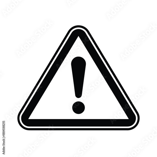 Black exclamation mark inside a yellow triangular warning sign