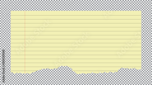 Torn piece of yellow lined paper with a rough edge, ready for a note or message