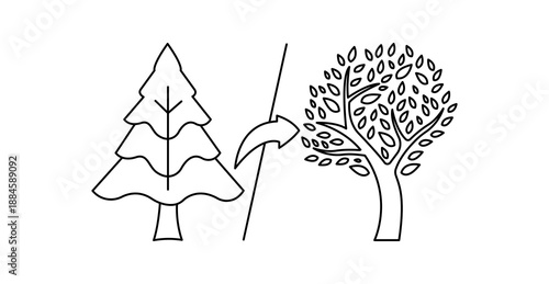 Winter to Spring Transition Outline Icon Showing Seasonal Change Concept