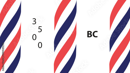 Vintage Barber Shop Identity Concept With Classic Red Blue White Spiral Stripes Background