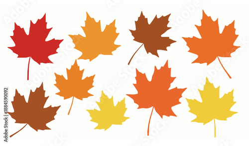 Fallen Canadian maple leaves vector collection in autumn colors