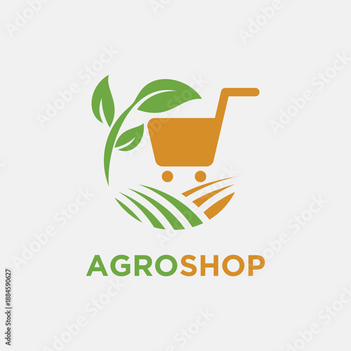 Agroshop Logo A Vibrant Illustration of Agriculture and Shopping.