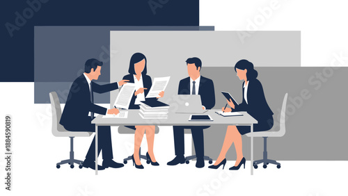 Business Meeting: Team Collaborating Around a Table