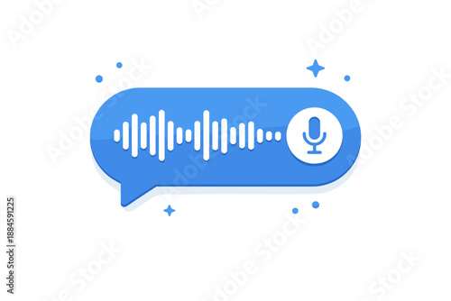 Audio Message Chat Bubble with Sound Wave and Speaker Symbol in Modern Flat UI Interface Style