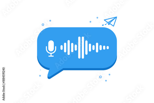 Modern vector icon of a voice message being sent (voice message sending/recording bubble) in flat/minimalist style