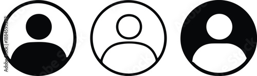 user profile three icon set avatar person sign symbol vector illustration