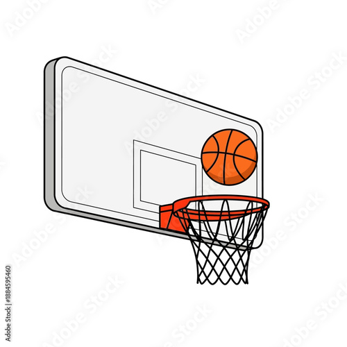Basketball Hoop and Ball Illustration