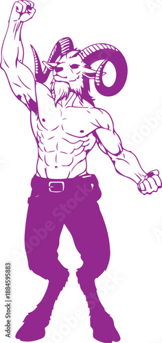 Muscular man raising arm Vector, illustration
