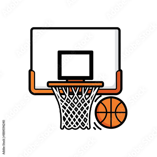 Basketball Hoop and Ball Icon Vector Illustration