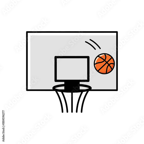 Basketball Hoop and Ball Icon - Simple Vector Illustration