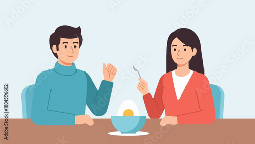 People enjoying a simple meal together