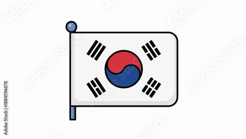 Stylized flag of a nation featuring a Taegeuk symbol and trigrams